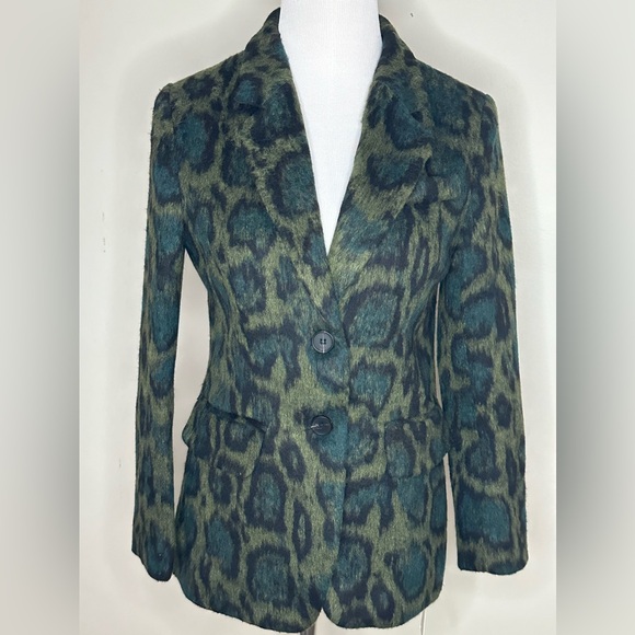 KELLY OBI || Green & Black Leopard Print Blazer. Sz. XS/S - Picture 3 of 14